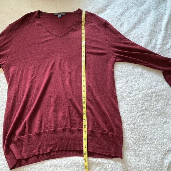 John Varvatos 100% Merino Wool V-Neck Sweater Red Rust Long Sleeve Size XL - Picture 12 of 12